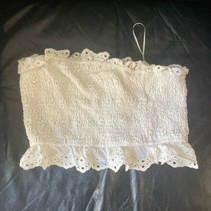 Strapless White Lace Bandeau top